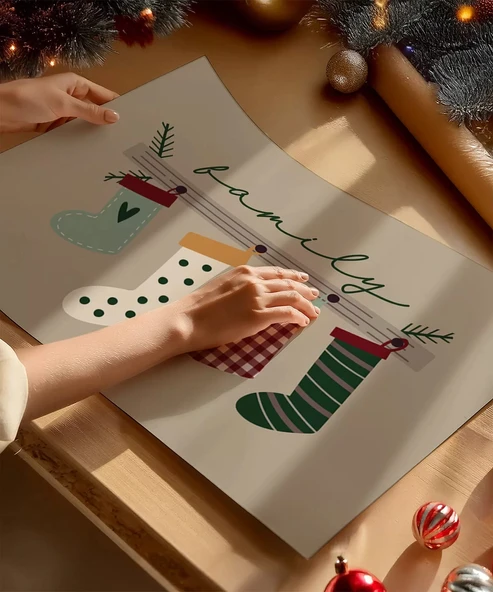 Çerçevesiz Poster Aile ile Yılbaşı Mutluluğu - Resim 2