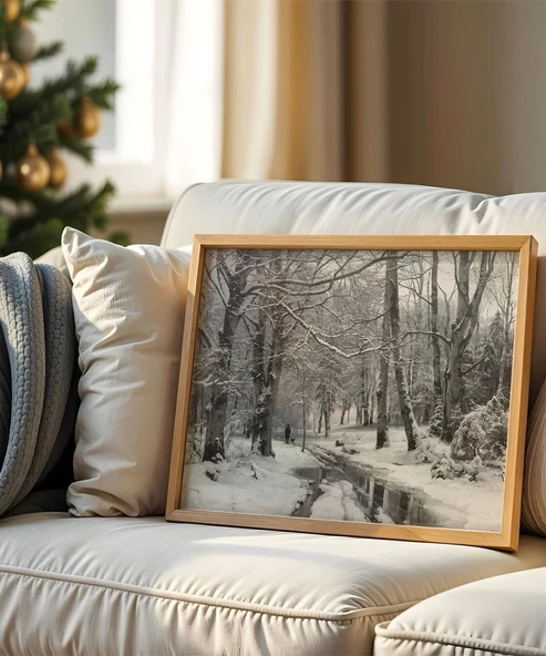 Çerçevesiz Poster Karla Kaplı Orman ürün görseli