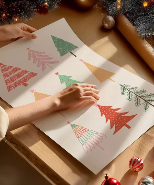 Çerçevesiz Poster Renkli Çam Ağaçları - Resim 2