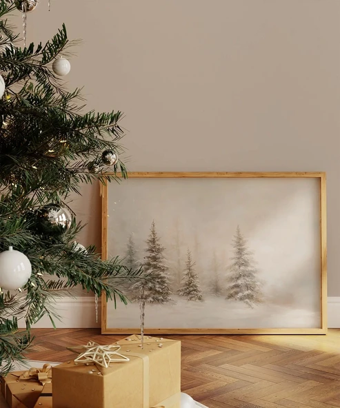 Çerçevesiz Poster Vahşi Kış Manzarası ürün görseli