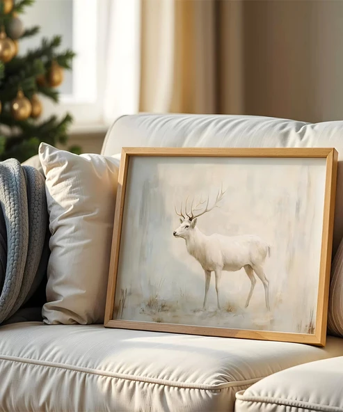 Çerçevesiz Poster Karla Süslenmiş Geyik ürün görseli