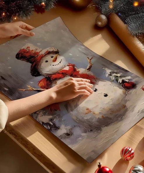 Çerçevesiz Poster Neşeli Kardan Adam - Resim 2