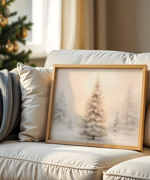 Çerçevesiz Poster Aydınlatılmış Çam Ağacı ürün görseli