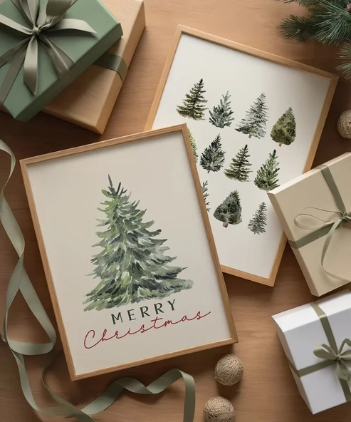 Çerçevesiz Poster Noel Çamı Rüyası 2'li