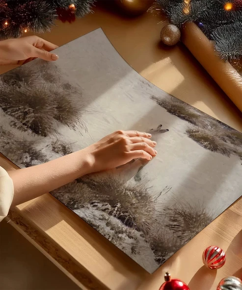 Çerçevesiz Poster Karın İçindeki Tavşan - Resim 2