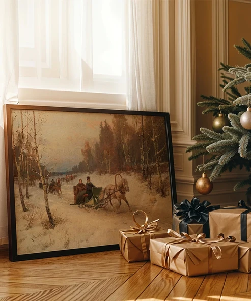 Çerçevesiz Poster Vintage Kış Sahnesi ürün görseli