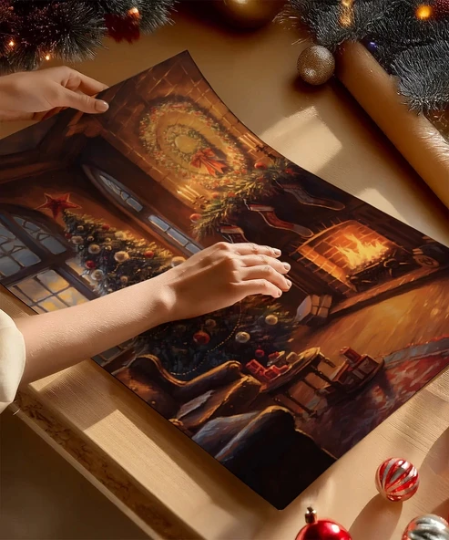 Çerçevesiz Poster lasik Yılbaşı Oturma Odası - Resim 2