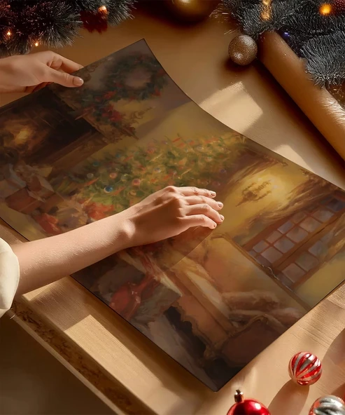 Çerçevesiz Poster Klasik Noel Dekoru - Resim 2