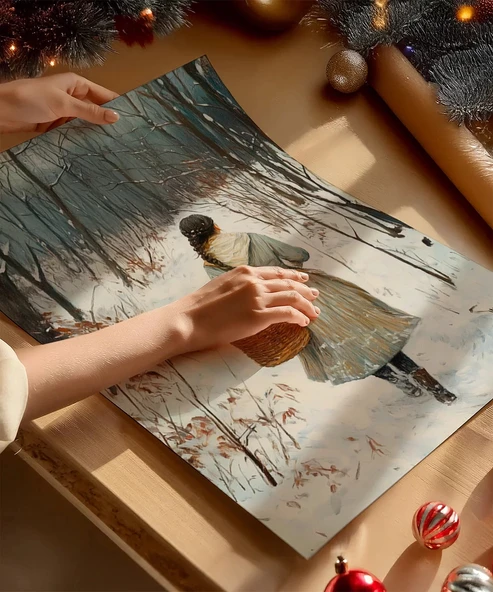 Çerçevesiz Poster Sırtı Dönük Kış - Resim 2