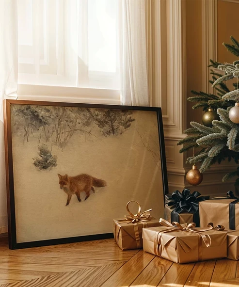 Çerçevesiz Poster Karlar Üzerinde Tilki ürün görseli