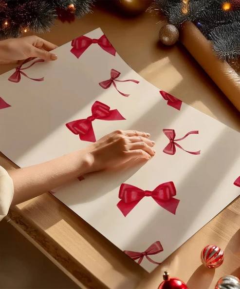 Çerçevesiz Poster Minimalist Noel Kurdeleleri - Resim 2