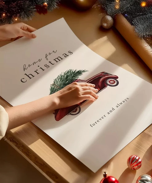 Çerçevesiz Poster Nostaljik Yılbaşı Yolculuğu - Resim 2