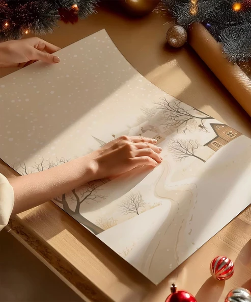 Çerçevesiz Poster Karla Süslenmiş Yuva - Resim 2