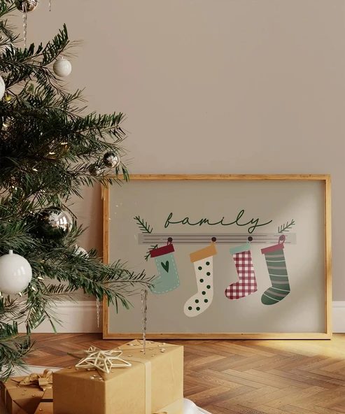 Çerçevesiz Poster Aile ile Yılbaşı Mutluluğu ürün görseli