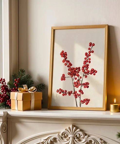 Çerçevesiz Poster Doğal Tonlarda Yeni Yıl Dekoru ürün görseli