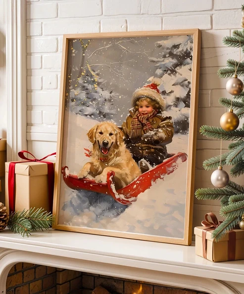 Çerçevesiz Poster Kızak Keyfi ürün görseli