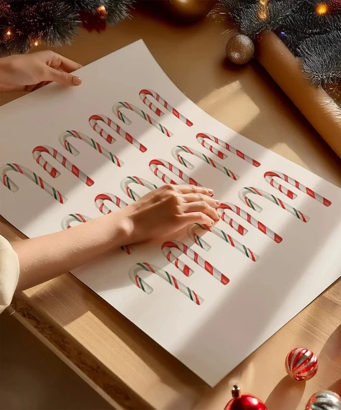 Çerçevesiz Poster Noel Baba'nın Şeker Kamışı 2'li - Resim 2