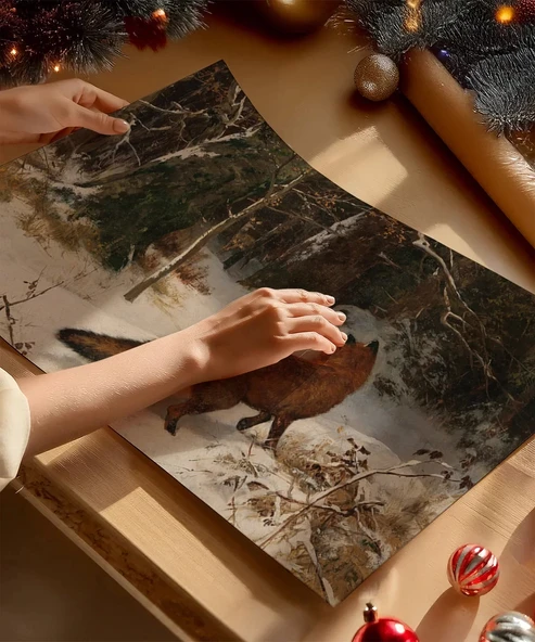 Çerçevesiz Poster Karla Dans Eden Tilki - 2