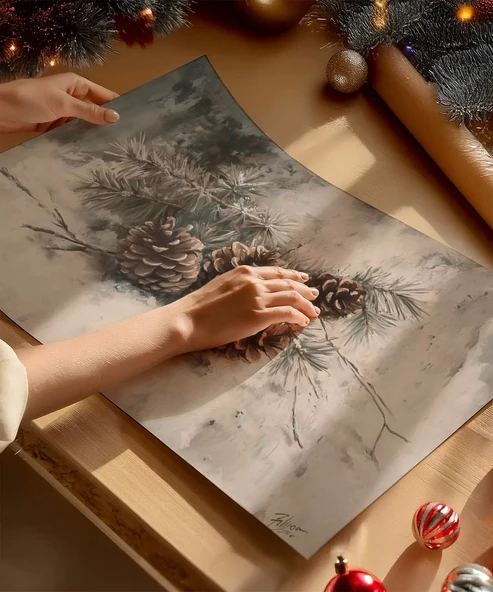 Çerçevesiz Poster Beyaz Ağaç Yolu - Resim 2