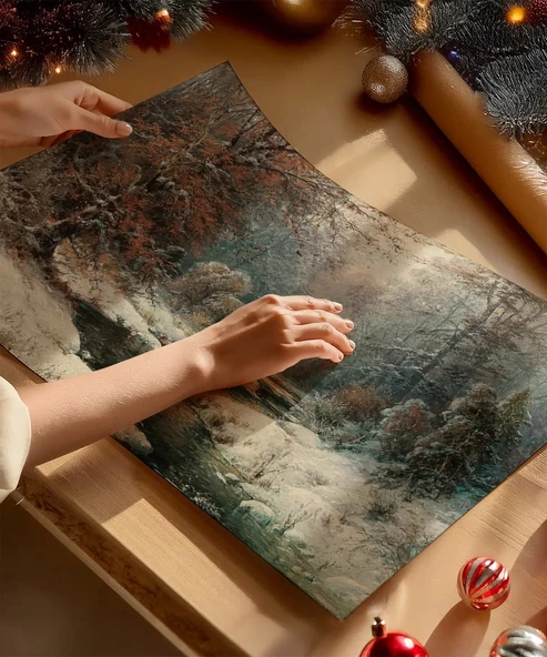 Çerçevesiz Poster Doğal Kış Manzarası - Resim 2