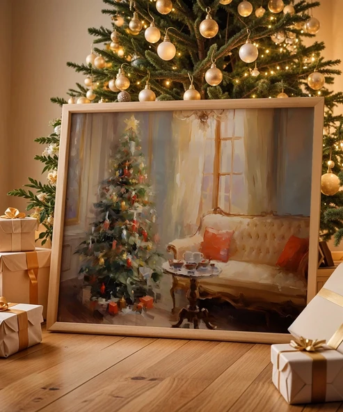 Çerçevesiz Poster Vintage Yılbaşı Köşesi ürün görseli