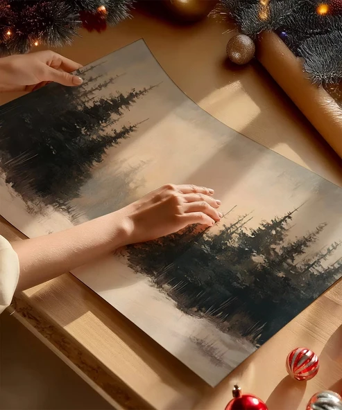 Çerçevesiz Poster Gün Doğumunda Kış - Resim 2