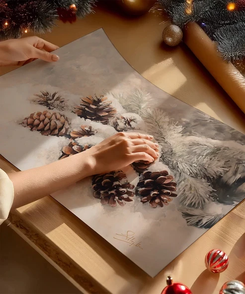 Çerçevesiz Poster Çam Kozalakları - Resim 2