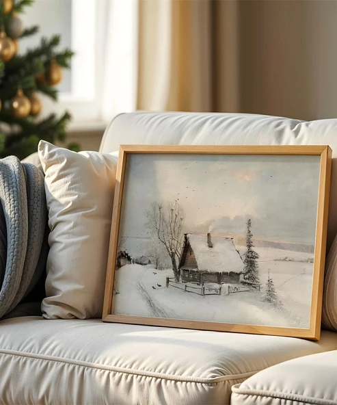 Çerçevesiz Poster Karlar Altında Sıcak Yuva ürün görseli