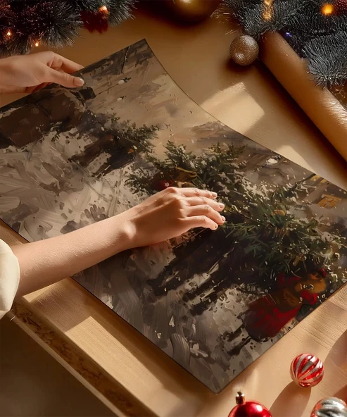 Çerçevesiz Poster Kış Pazarı - Resim 2