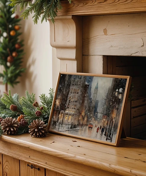 Çerçevesiz Poster Kış Şehri ürün görseli