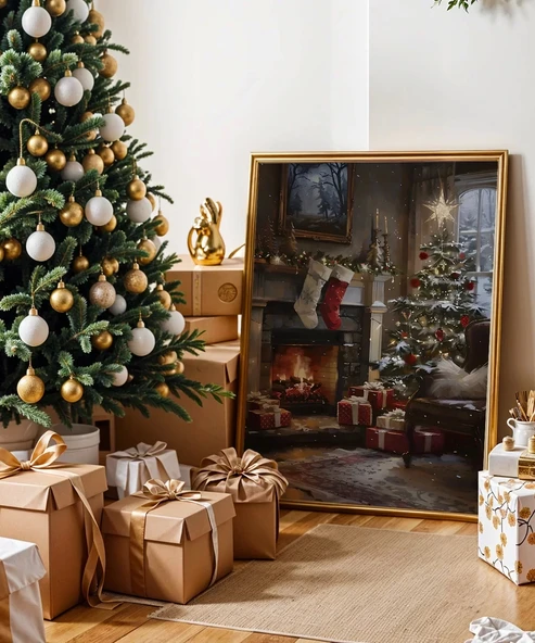 Çerçevesiz Poster Sıcak Şömine ürün görseli