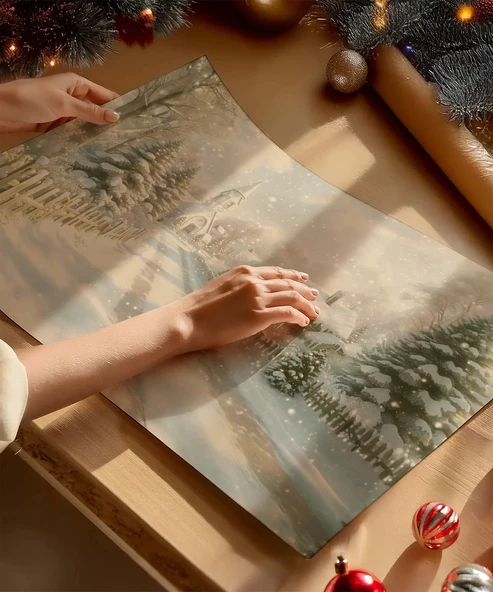 Çerçevesiz Poster Noel Ruhuyla Bezenmiş Kış - Resim 2