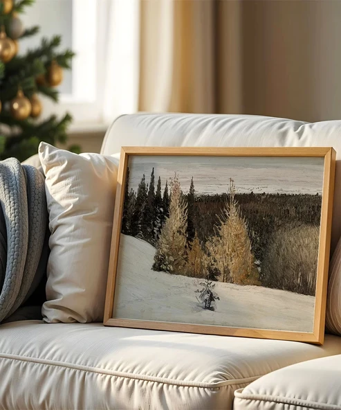 Çerçevesiz Poster Beyazın İçindeki Sessiz Orman ürün görseli