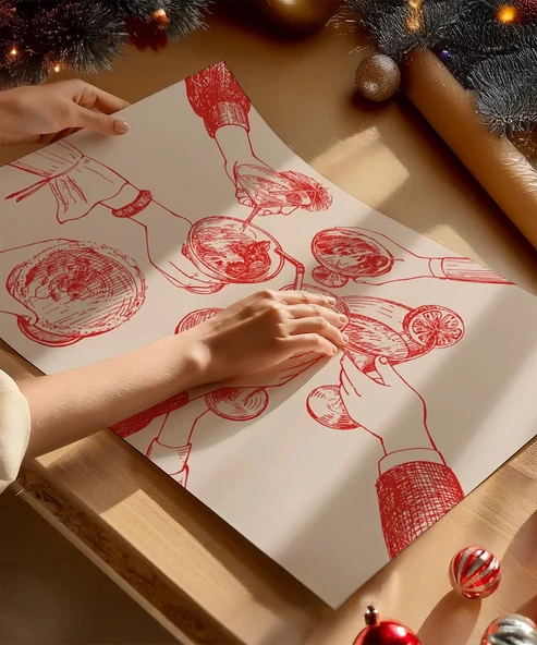 Çerçevesiz Poster Yılbaşı Kutlama Çizimi - Resim 2