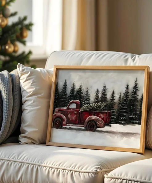 Çerçevesiz Poster Kırmızı Kamyon ürün görseli