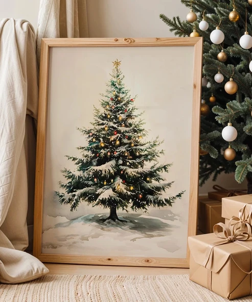 Çerçevesiz Poster Noel Ağacı Sanat ürün görseli
