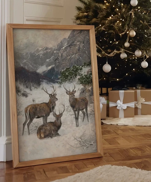 Çerçevesiz Poster Dağ Geyikleri Sanat ürün görseli