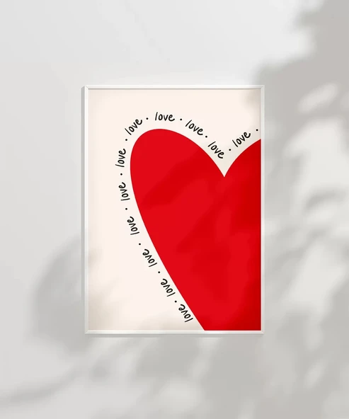 Çerçevesiz Poster Love Yazılı Kalp Tasarımlı - Resim 6