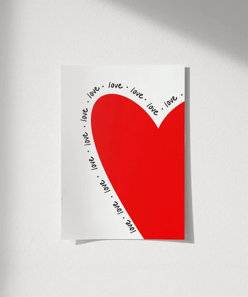 Çerçevesiz Poster Love Yazılı Kalp Tasarımlı - Resim 8