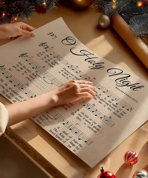 Çerçevesiz Poster O Holy Night Müzik Notası - Resim 2