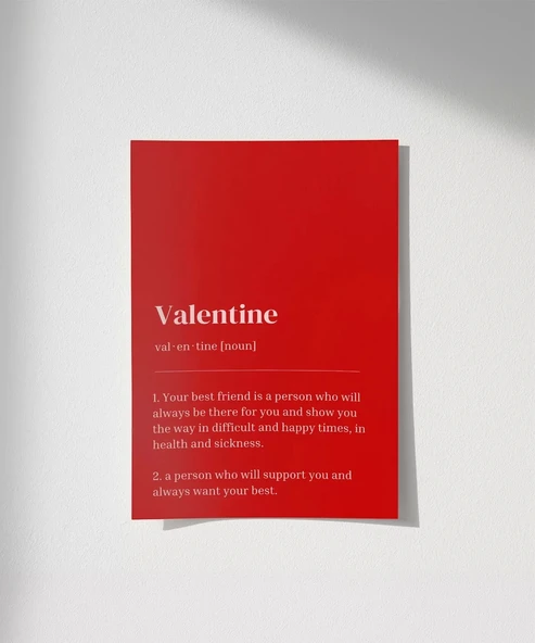 Çerçevesiz Poster Valentine Tanımı Tipografik - Resim 8