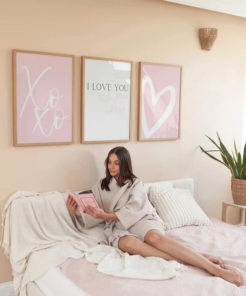 Çerçevesiz Poster XoXo, I Love You, ve Kalp Tasarımlı Minimal - Resim 5