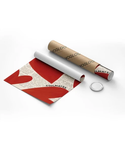 Çerçevesiz Poster Soulmates Gazete Arkaplanlı Kalp Tasarımlı - Resim 8