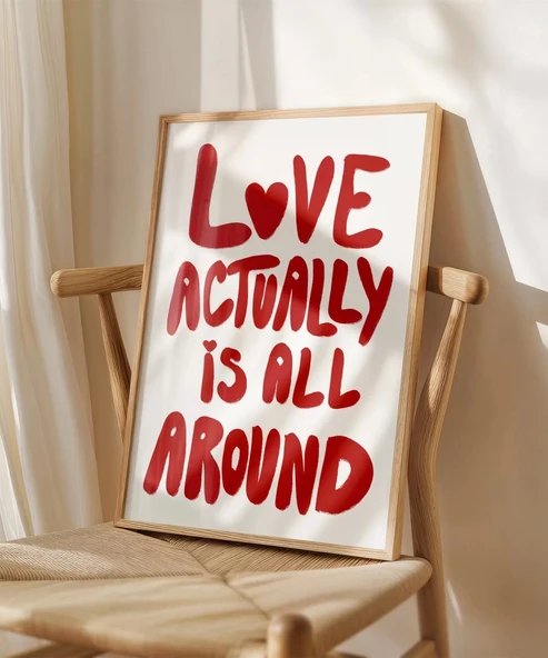 Çerçevesiz Poster Love Actually Tipografi - Resim 4