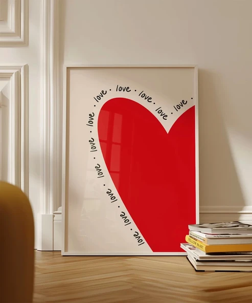 Çerçevesiz Poster Love Yazılı Kalp Tasarımlı - Resim 3
