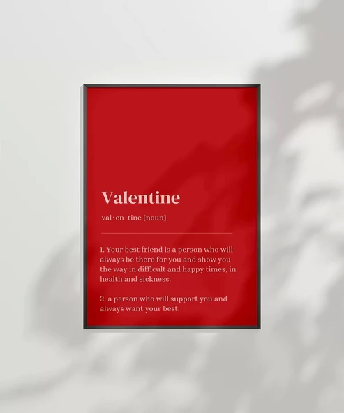 Çerçevesiz Poster Valentine Tanımı Tipografik - Resim 7