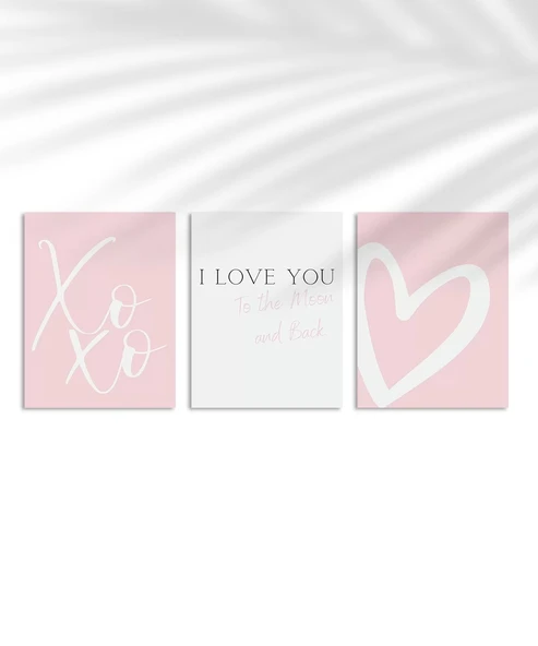 Çerçevesiz Poster XoXo, I Love You, ve Kalp Tasarımlı Minimal - Resim 6
