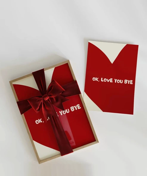 Çerçevesiz Poster OK Love You Bye  Kalp Temalı Tipografik - Resim 2