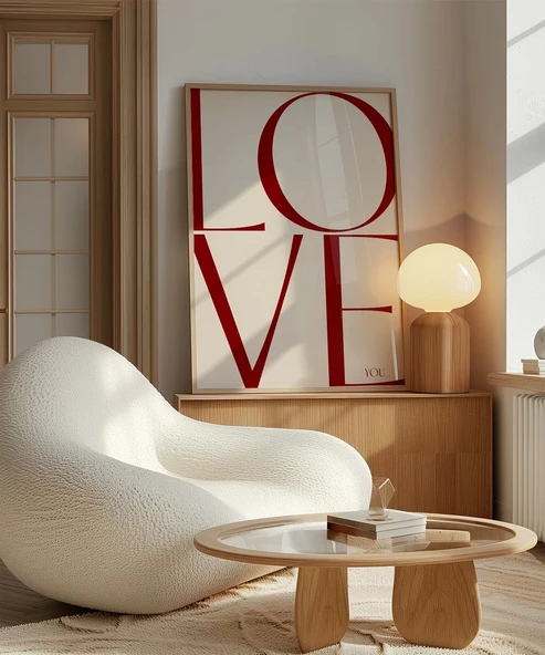 Çerçevesiz Poster LOVE You Minimal ve Şık Tipografik - Resim 5