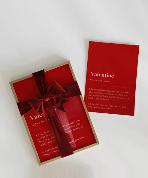 Çerçevesiz Poster Valentine Tanımı Tipografik - Resim 2